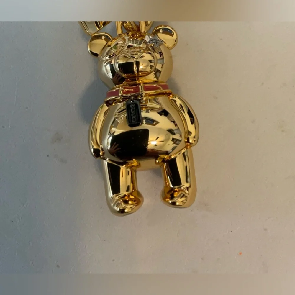 Coach Gold Bear Bag Charm with Red Collar - Picture 1 of 3